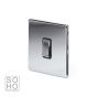 The Finsbury Collection Polished Chrome Luxury 10A 1 Gang Intermediate Switch with Black Insert