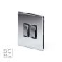 The Finsbury Collection Polished Chrome Luxury 10A 2 Gang Intermediate Switch with Black Insert