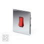 The Finsbury Collection Polished Chrome Luxury 45A 1 Gang Double Pole Switch, Single Plate