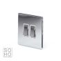 The Finsbury Collection Polished Chrome Luxury 10A 2 Gang 2 Way Switch With White insert