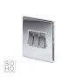 The Finsbury Collection Polished Chrome Luxury 10A 3 Gang 2 Way Switch With White insert