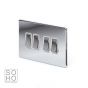 The Finsbury Collection Polished Chrome Luxury 10A 4 Gang 2 Way Switch With White insert