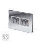 The Finsbury Collection Polished Chrome 6 Gang 2 Way 10A Light Switch Wht Ins Screwless