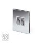 The Finsbury Collection Polished Chrome Luxury 10A 2 Gang Intermediate Switch with White Insert