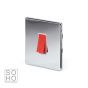 The Finsbury Collection Polished Chrome Luxury 45A 1 Gang Double Pole Switch, Single Plate with White Insert