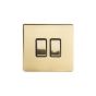 The Savoy Collection Brushed Brass 10A 2 Gang 2 Way Switch with Black Insert Screwless