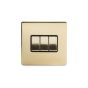 The Savoy Collection Brushed Brass Period 10A 3 Gang 2 Way Switch with Black Insert