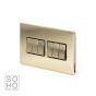The Savoy Collection Brushed Brass 6 Gang 2 Way 10A Light Switch Blk Ins Screwless
