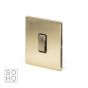 The Savoy Collection Brushed Brass Period 1 Gang 20 Amp DP Switch with Black Insert