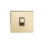 The Savoy Collection Brushed Brass Period 1 Gang 20 Amp DP Switch with Black Insert