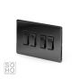 The Connaught Collection Black Nickel 4 Gang 2 Way 10A Light Switch Blk Ins Screwless