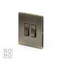The Charterhouse Collection Aged Brass 10A 2 Gang 2 Way Switch with Black Insert