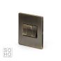 The Charterhouse Collection Aged Brass 3 Gang 2 Way 10A Light Switch Blk Ins Screwless