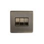 The Charterhouse Collection Aged Brass 10A 3 Gang 2 Way Switch with Black Insert