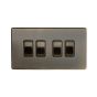 The Charterhouse Collection Aged Brass 10A 4 Gang 2 Way Switch with Black Insert