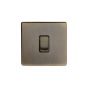 The Charterhouse Collection Aged Brass 10A 1 Gang Intermediate Switch with Black Insert