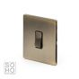 The Charterhouse Collection Aged Brass 1 Gang 20 Amp DP Switch with Black Insert
