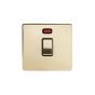 The Savoy Collection Brushed Brass 20A 1 Gang Double Pole Switch With Neon Blk Ins Screwless