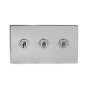The Lombard Collection Brushed Chrome Luxury 3 Gang 2 Way Toggle Switch