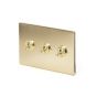 The Savoy Collection Brushed Brass 3 Gang Intermediate Toggle Switch Screwless