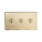 The Savoy Collection Brushed Brass Period 3 Gang 2 Way Toggle Switch