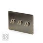 The Charterhouse Collection Aged Brass 3 Gang 2 Way Toggle Switch