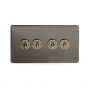 The Charterhouse Collection Aged Brass 4 Gang 2 Way Toggle Switch