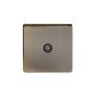 The Charterhouse Collection Aged Brass TV Coaxial Aerial Socket Black Ins Screwless