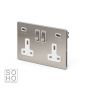 The Lombard Collection Brushed Chrome 2 Gang Double 3.1 Amp USB Socket with white Insert