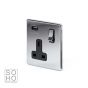 The Finsbury Collection Polished Chrome Luxury 1 Gang Single USB Socket with Black Insert