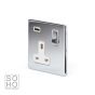 The Finsbury Collection Polished Chrome Luxury 1 Gang Single USB Socket with white Insert