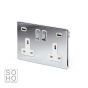The Finsbury Collection Polished Chrome 2 Gang Double 3.1 Amp USB Socket with white Insert