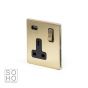 The Savoy Collection Brushed Brass 1 Gang Single USB Socket Blk Ins Screwless