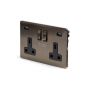 The Charterhouse Collection Aged Brass 13A 2 Gang DP Switched USB Socket (USB Output 4.8amp) Blk Ins Screwless