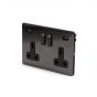 The Connaught Collection Black Nickel 13A 2 Gang DP Fast Charge 4.8amp USB Socket Blk Ins Screwless