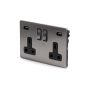 The Lombard Collection Brushed Chrome 13A 2 Gang DP Switched USB Socket (USB Output 4.8amp) Blk Ins Screwless