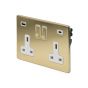 The Savoy Collection Brushed Brass 2 Gang USB C Socket (13A Socket + 2 USB Ports A+C 3.1A) Wht Ins Screwless
