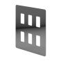 The Connaught Collection Black Nickel Flat Plate 6 Gang RM Rectangular Module Grid Switch Plate
