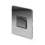 The Finsbury Collection Flat Plate Polished Chrome 10A 1 Gang 1 Way 3-Pole Fan Isolator Switch Blk Ins Screwless