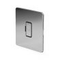 The Finsbury Collection Flat Plate Polished Chrome 13A Unswitched Fused Connection Unit (FCU) Blk Ins Screwless