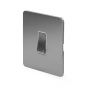 The Lombard Collection Brushed Chrome Flat Plate 20A 1 Gang Double Pole Switch Wht Ins Screwless