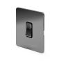 The Finsbury Collection Flat Plate Polished Chrome 20A 1 Gang Double Pole Switch Blk Ins Screwless