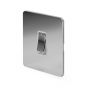 The Finsbury Collection Flat Plate Polished Chrome 20A 1 Gang Double Pole Switch Wht Ins Screwless