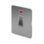 The Lombard Collection Flat Plate Brushed Chrome 20A 1 Gang Double Pole Switch With Neon Wht Ins Screwless