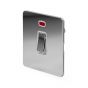 The Finsbury Collection Flat Plate Polished Chrome 20A 1 Gang Double Pole Switch With Neon Wht Ins Screwless