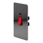 The Connaught Collection Flat Plate Black Nickel 45A 1 Gang Double Pole Switch With Neon, Large Plate Blk Ins Screwless