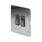 The Finsbury Collection Flat Plate Polished Chrome 10A 2 Gang 2 Way Switch Blk Ins Screwless