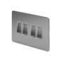 The Lombard Collection Flat Plate Brushed Chrome 10A 4 Gang 2 Way Switch Wht Ins Screwless