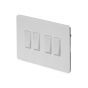 The Eldon Collection Flat Plate White Metal 10A 4 Gang 2 Way Switch Wht Ins Screwless