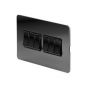 The Connaught Collection Flat Plate Black Nickel 10A 6 Gang 2 Way Switch Blk Ins Screwless